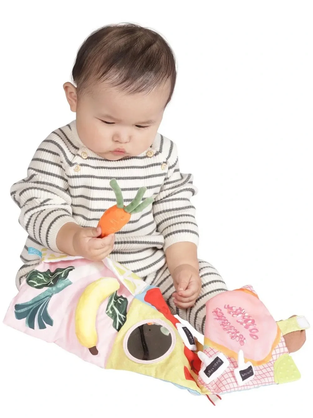Manhattan Toy Mini Apple Farm soft crinkle activity book toy teether fruit veg